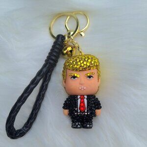 Donald Trump Bling Keychain, President, Bedazzle, Backpack Charm, Funny Gift